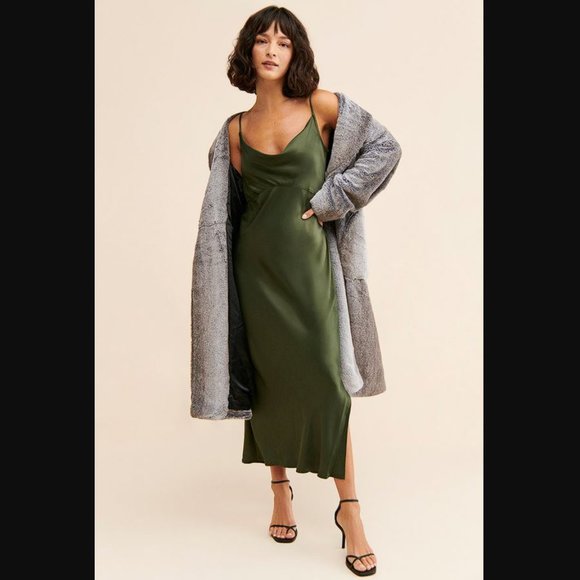 Anthropologie Dresses & Skirts - ANTHROPOLOGIE Women's Elyse Bias Slip Dress Size XL in Moss